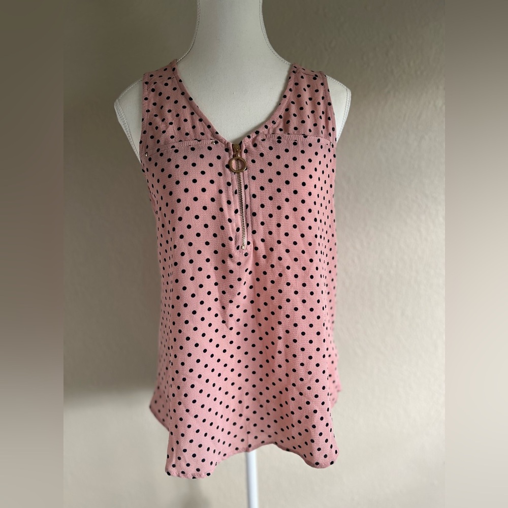 JANET CHUNG Pink Polka Dot Sleeveless Top NWT